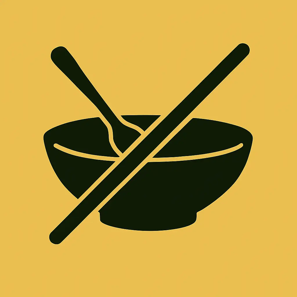 An image of a food bowl with a cross through it